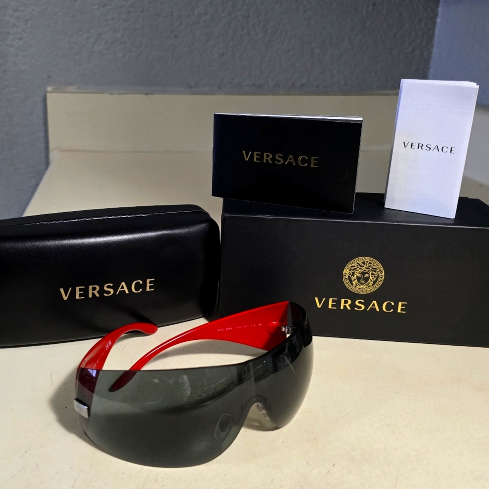 Sunglasses, Versace, Black frames with red on interior